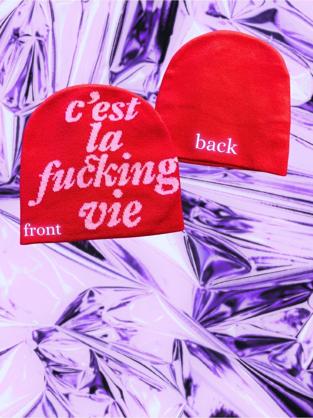 French Punk Red Knit Beanie  - Women Accessories